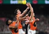 The Giants' Sam Taylor (centre) is looking forward to playing the in-form but "smug" Sydney Swans. (Joel Carrett/AAP PHOTOS)