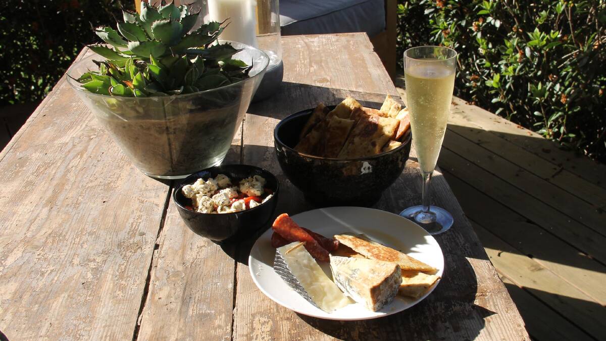 A glass of local bubbly and some seriously good cheeses … a fine welcome to Blair Athol.