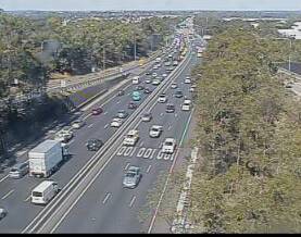 A current view of the M5 at Hume Highway looking east towards Sydney. Picture: Live Traffic NSW
