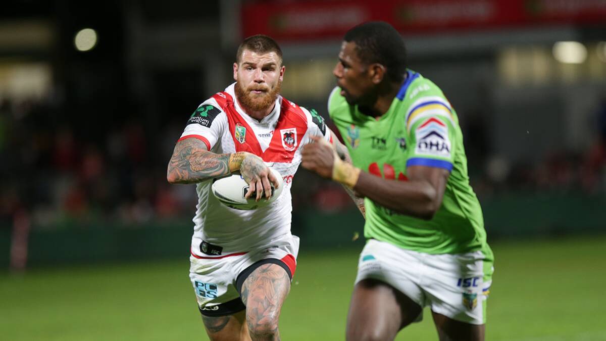 Missing: Josh Dugan won't play for the Dragons at the Auckland Nines. Picture: John Veage