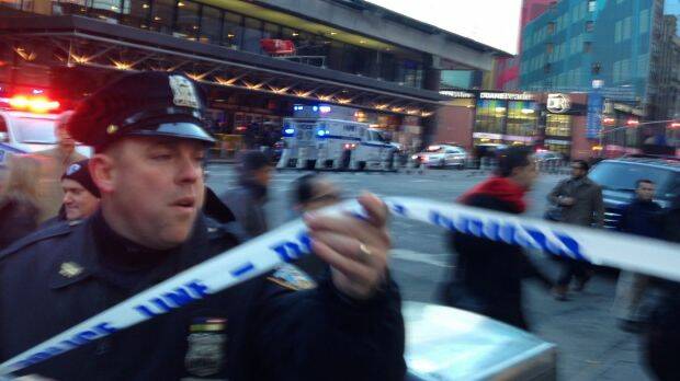 Police respond to a report of an explosion near Times Square on Monday in New York.  Photo: AP
