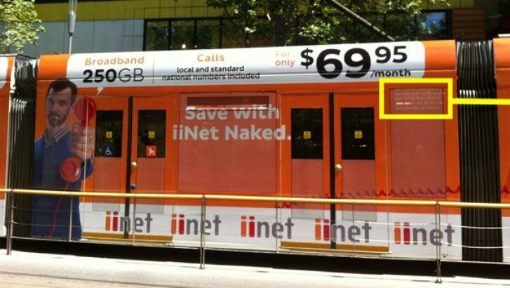 A tram featuring tiny fine print. Photo: ACCC