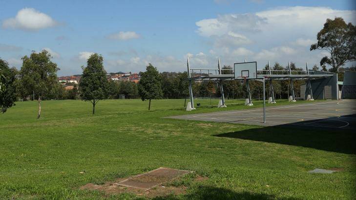 The oval at Clancy Catholic College where the children were injured. Photo: Kate Geraghty