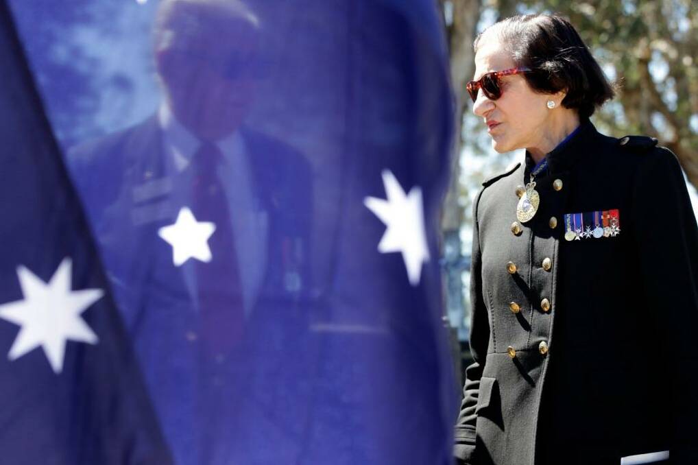 Lest we forget: NSW Governor Dame Marie Bashir at Rookwood Cemetery for the dedication of a commemorative plaque for World War I Digger Private John "Barney" Hines. Photo: Janie Barrett