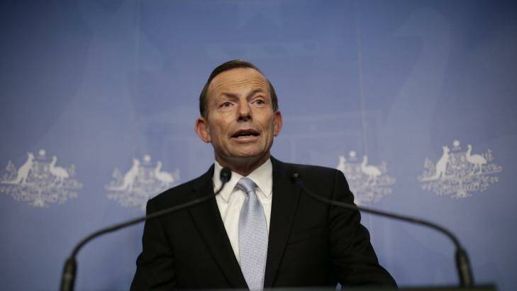 Tony Abbott is sending a military force to the Middle East. 
 Photo: Alex Ellinghausen