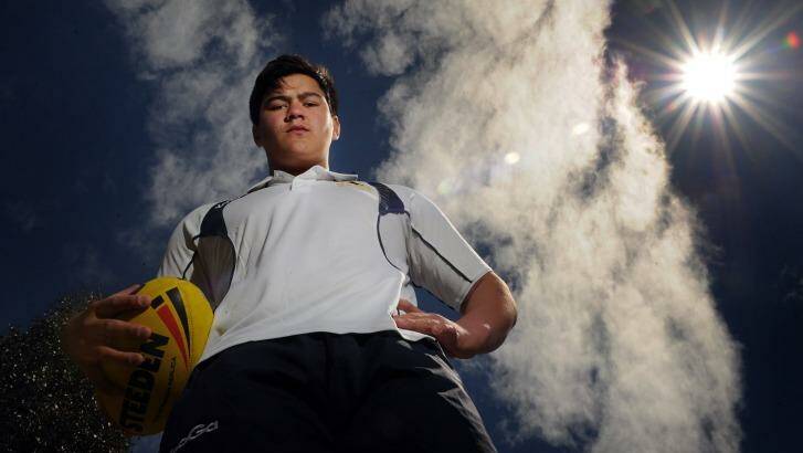 Tyrel Lomax in 2012 after being picked in the ACT under-16s team. Photo: Colleen Petch
