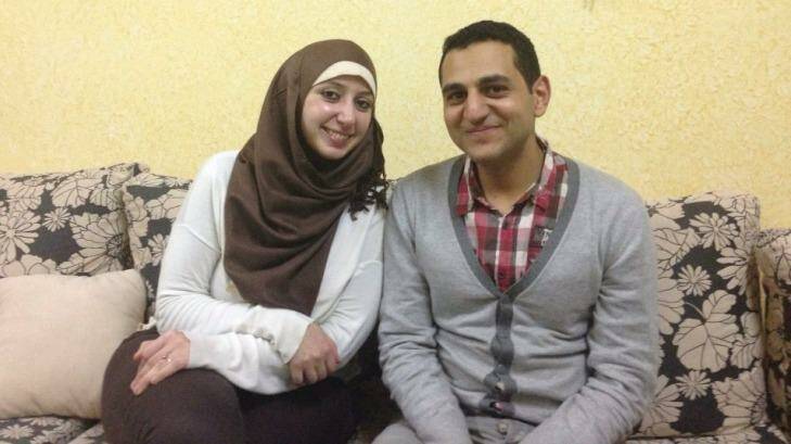 Sameeha Elwan, with her husband Ayman Qwaider.   “Since I was awarded the PhD scholarship, every day [was] a reminder that to be a Palestinian is to be entrapped in a circle of waiting," she wrote.  Photo: Ruth Pollard