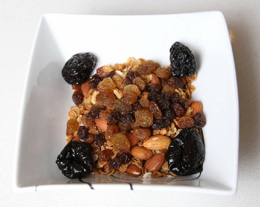The staples: nuts and dried fruit make good snacking food for an active family. Photo: Janie Barrett