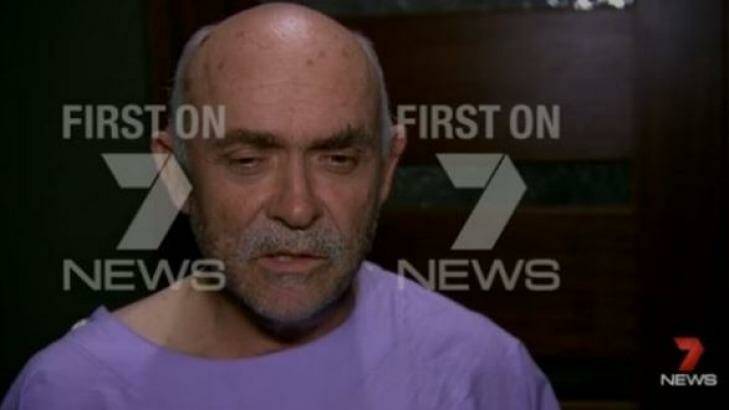 Hiker Brian Saunders speaks to media after emerging from the Lamington National Park bush. Photo: Seven News