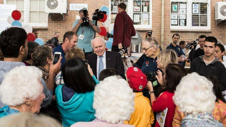 Former PM John Howard attends the 100th anniversary of his former primary school Earlwood Public School. Photo: Dominic Lorrimer