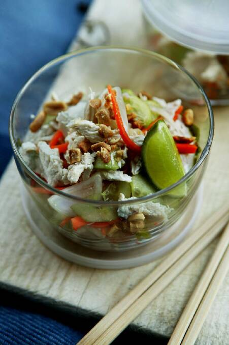 Jill Dupleix's Vietnamese chicken salad <a href=" http://www.goodfood.com.au/good-food/cook/recipe/vietnamese-chicken-salad-20111019-29vcj.html"><b>(recipe here).</b></a> Photo: Jennifer Soo