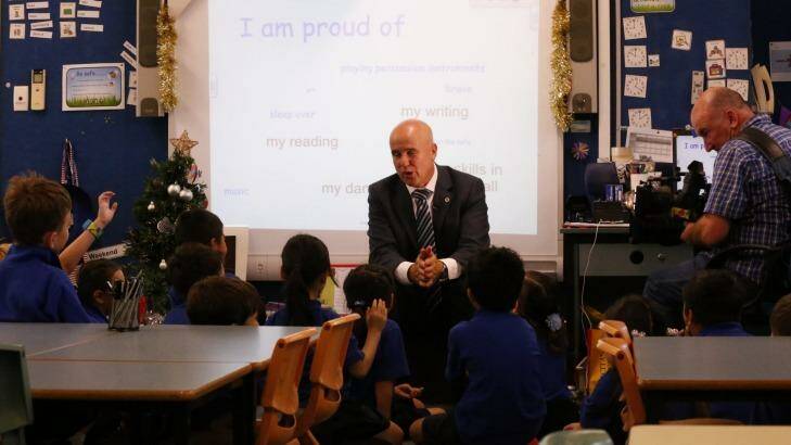 NSW Education Minister Adrian Piccoli tours Ultimo Public School.   Photo: Peter Rae