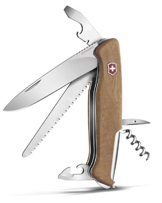 What a corker: This Swiss army knife comes complete with corkscrew, Rangerwood knife, $189.90, myswissarmyknife.com.au Photo: Supplied