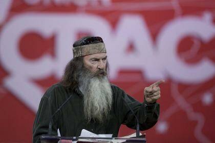 <i>Duck Dynasty</i> star Phil Robertson speaks during the conference.  Photo: Andrew Harrer