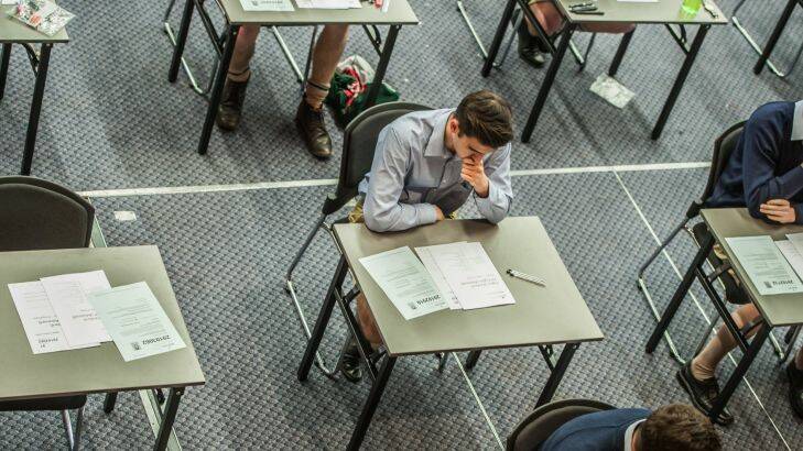 Canberra grammar school year 12 students begin their HSC English exams. Partrick Soulsby ?? prior to commencement of the exam. Photo by Karleen Minney.