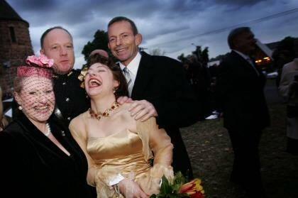Bronwyn Bishop (left) at the wedding of Sophie Gregory Mirabella, with Tony Abbott.  Photo: Rebecca Hallas 