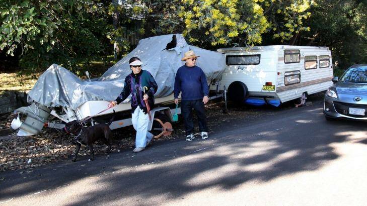 Residents say a boat trailer and caravan were parked together "for years" on a tight corner in Young Street, Sylvania. Photo: Lisa McMahon 