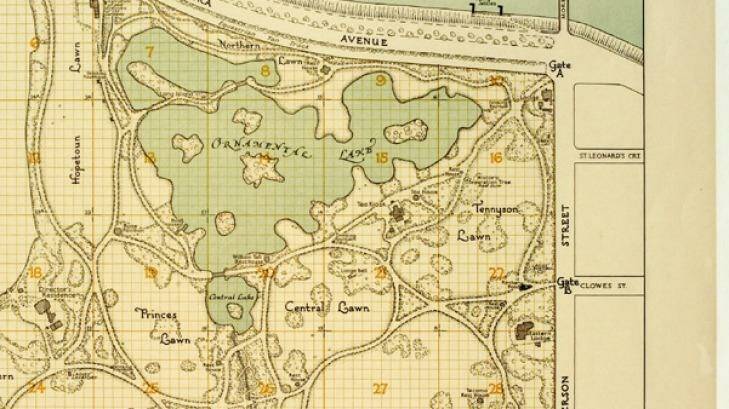 An early plan of Melbourne's Botanic Gardens is among the items documented as part of the Google Cultural Institute project.
Photo: Public Records Office Victoria. Photo: Public Records Office Victoria