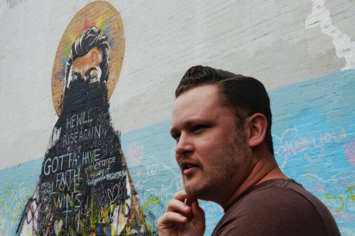 Edmund Iffland , local who is upset at the continuing destruction of a local mural of George Michael in Newtown after the same sex marriage vote. Pic Nick Moir 21 nov 2017