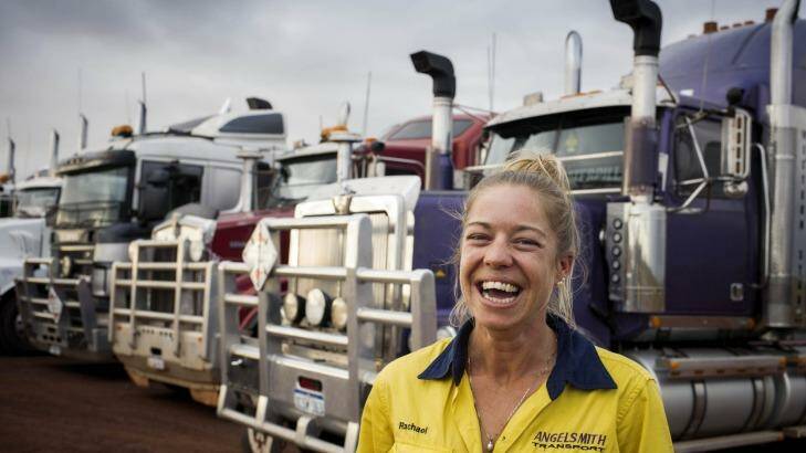 Truck driver Rachael Willis, 33, lives and works in Karratha in the Pilbara, which ties with Darlinghurst, NSW, as the area with the highest concentration of people aged 28-47. Photo: Tony McDonough