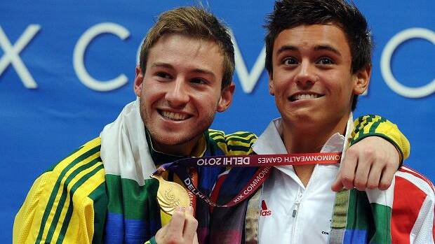 With fellow Olympic diver, England's Tom Daley, here at Commonwealth Games in Delhi, 2010.
