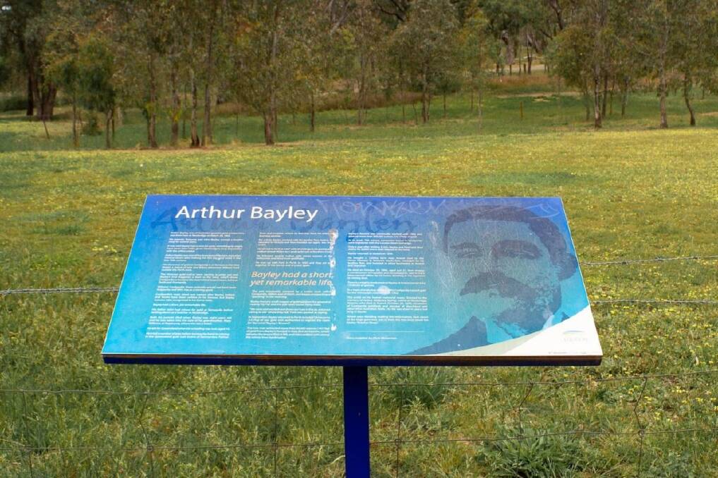 The Newbridge sign marking the birthplace of Arthur Bayley.