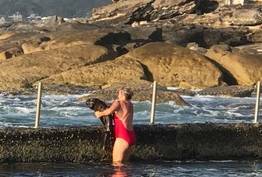 Melissa Hatheier's close encounter with a shark at Oak Park rock pool. Picture: Supplied