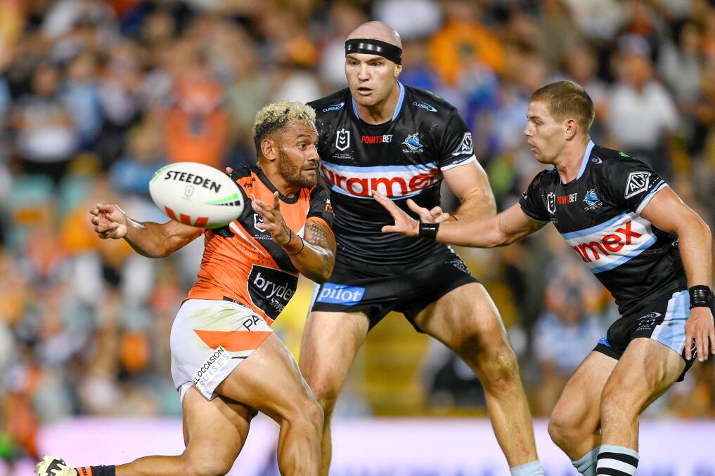 Tigers captain Api Koroisau who helped deliver the first win under new coach Benji Marshall. Picture NRL Images/Porteous