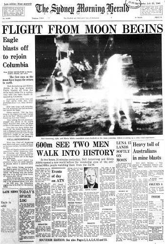 The dreadful toll on Australian troops from a mine blast during the Vietnam war shared page 1 news with the historic moon walk.
