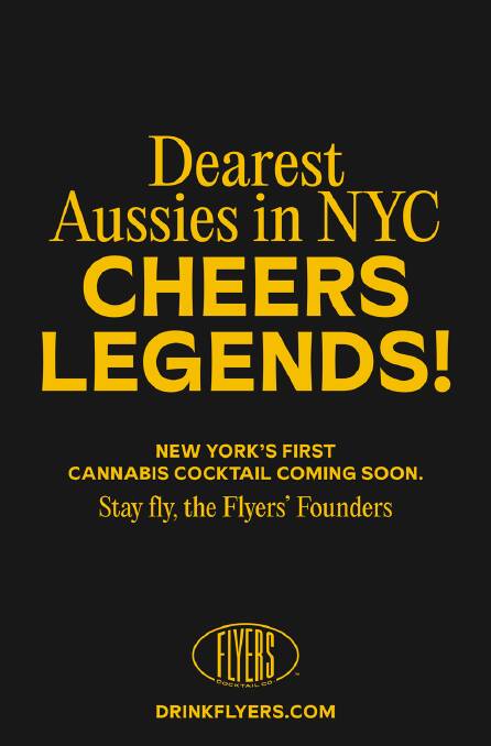 One of the billboards at Times Square marketed the cannabis-infused cocktails to Australians - more of whom will be present in the city once travel opens up.