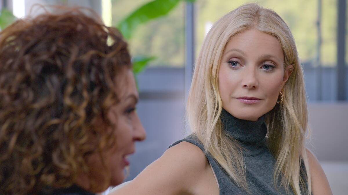 Gwyneth Paltrow, right, and intimacy expert Michaela Boehm at Goop HQ. Picture: Netflix