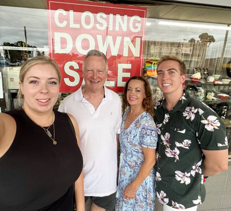 Greg and Susan Young with their children Lauren and Matthew at Mortdale Wholesalers, which is closing after 57 years. Picture supplied