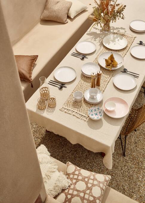 Pebbled and embossed dinnerware is part of the range.