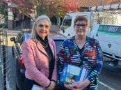 Jenny Ware with the Minister for Foreign Affairs and Minister for Women, Senator Marise Payne at the Engadine early voting centre during the week before the election. Picture: supplied