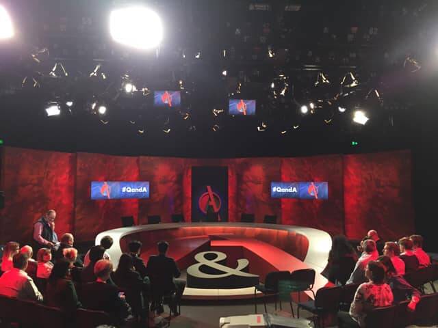 HERE TO HELP: Belinda-Jane Davis' view at the ABCs Q and A debate on Monday night.