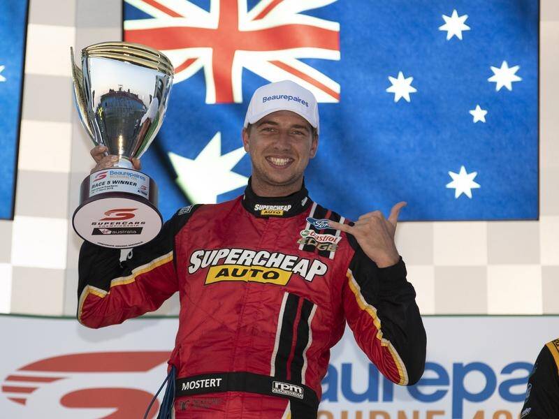 Chaz Mostert has won a dramatic Supercars third race at the Australian F1 Grand Prix in Melbourne.