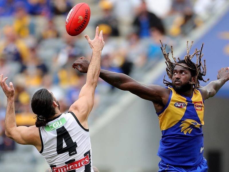 West Coast's Nic Naitanui (r) is prepared for the added intensity of AFL finals against Collingwood.