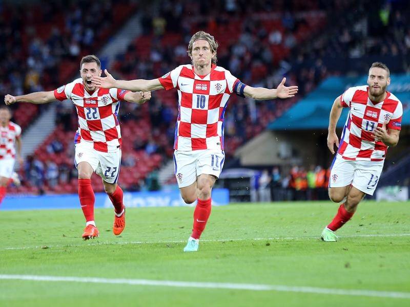 Captain Luka Modric has scored a brilliant goal in Croatia's Euro 2020 win over Scotland.