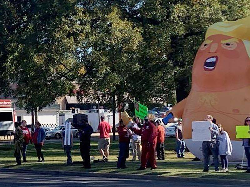The nappy-clad 'Baby Trump' balloon used to mock the president now has a 2.4m gash in its backside.