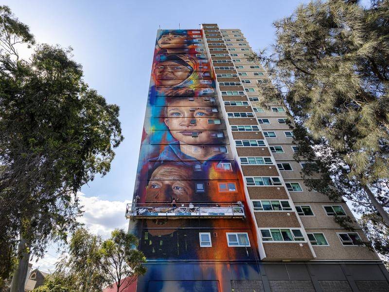 An inner Melbourne housing estate is now home to the tallest mural in the southern hemisphere.