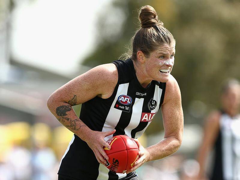 Bri Davey suffered a suspected ACL injury for Collingwood against Carlton.
