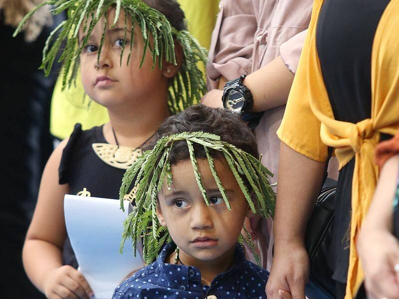 Young members of the Maori community at a Brisbane prayer service for the NZ terror attack victims.