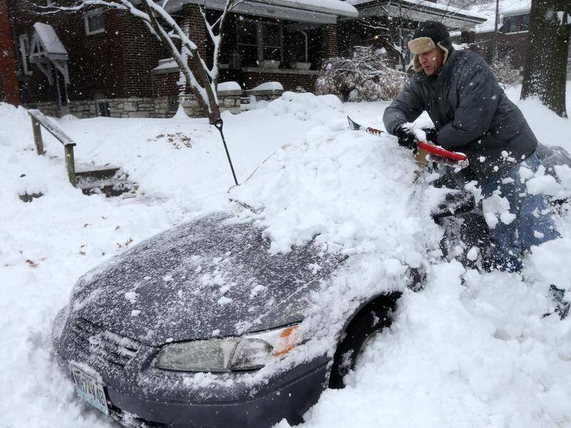 A winter storm has dumped 17cm to 30cm of snow in the St. Louis area.