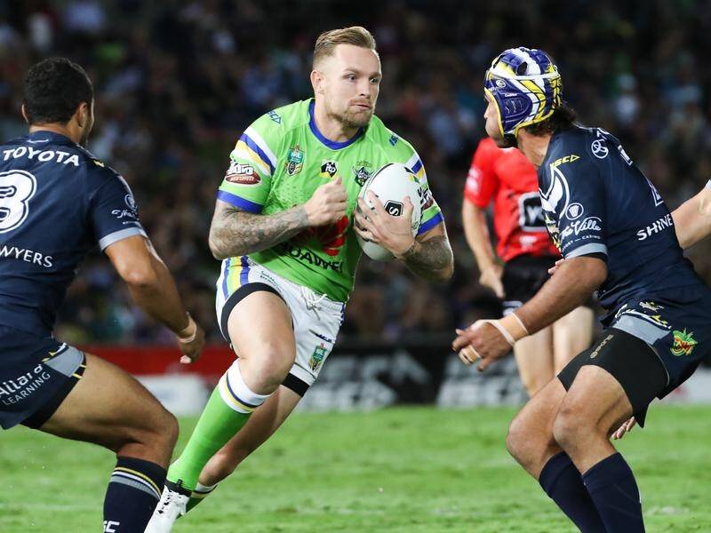 Blake Austin (C) says he would love to stay at Canberra but is yet to make a call on his NRL future.