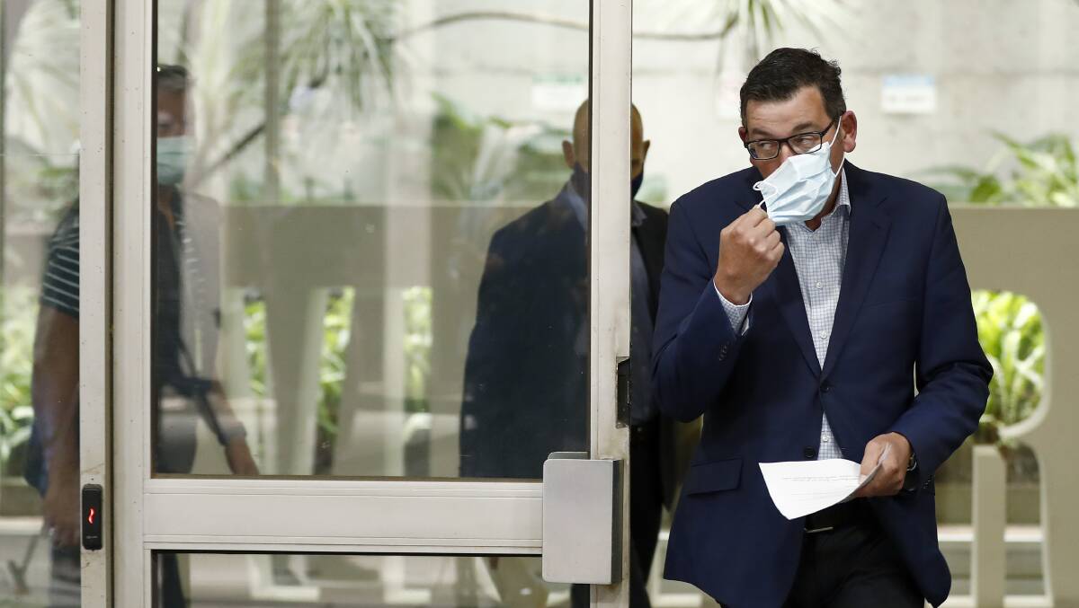 Victorian Premier Dan Andrews arrives for a press conference in February. Picture: Getty Images