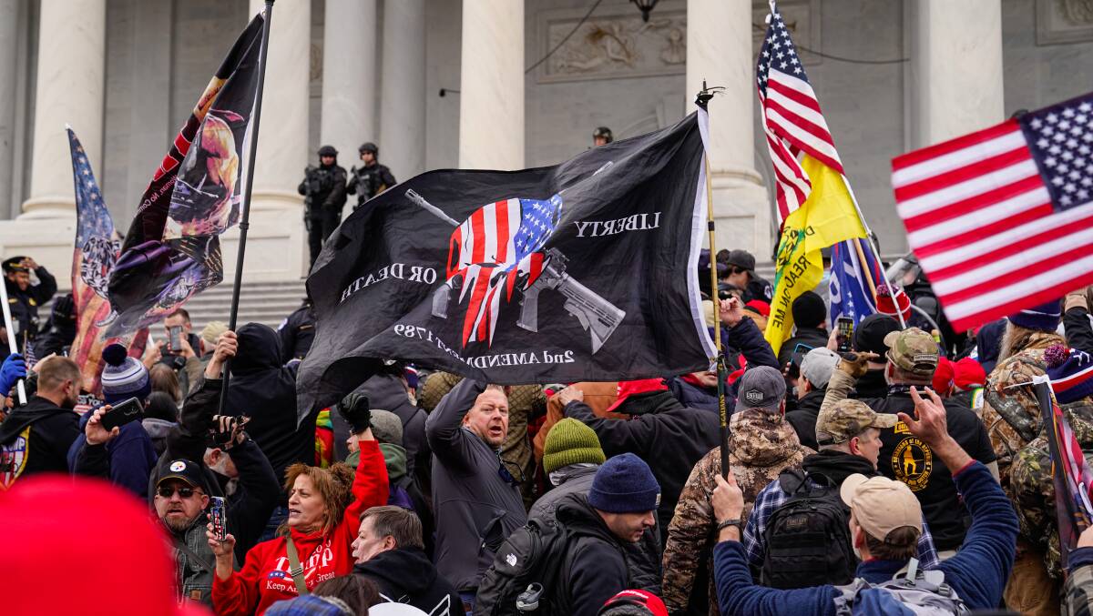 Crowds gather outside the US Capitol during the "Stop the Steal" rally on January 6, 2021. Picture: Getty Images
