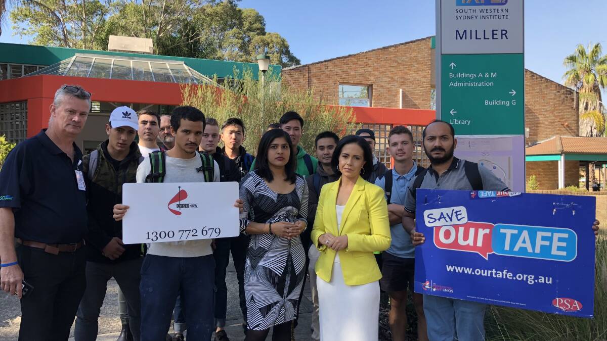 Students gather in protest: The NSW Labor party gained access to Freedom of Information documents that suggest about 51 training providers were terminated.